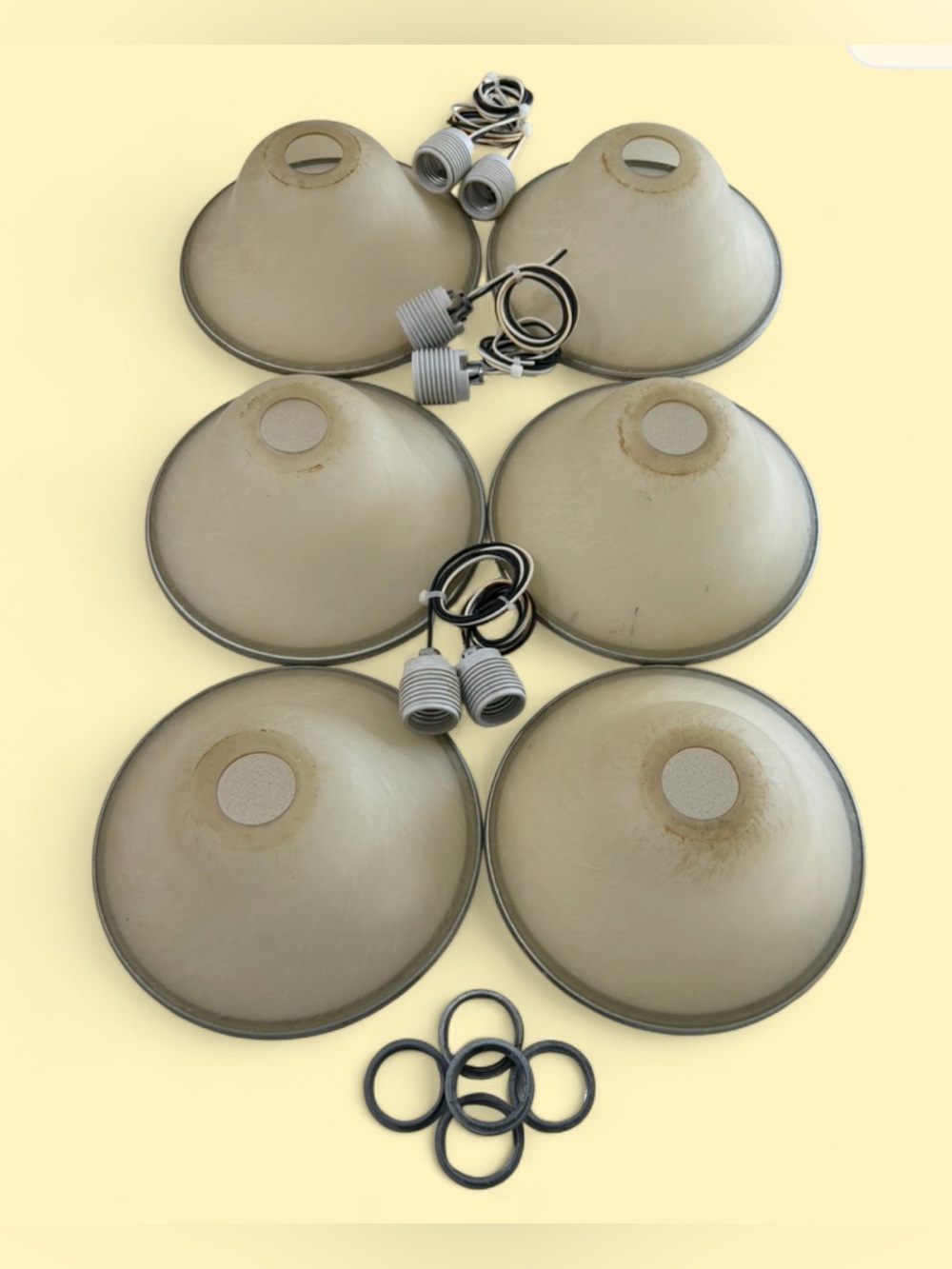 Set of Six Dome Pendant Light Shades in Beige